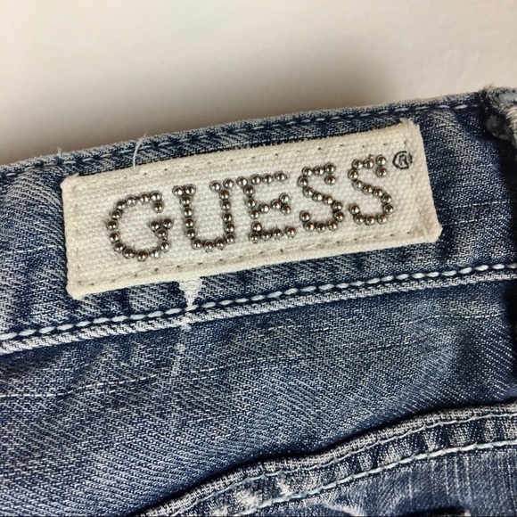 Guess Paint Splatter Distressed Flare Leg Jeans - Picture 3 of 8